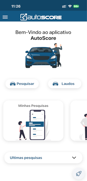 Tela inicial do aplicativo AutoScore